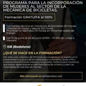 Programa per la incorporació de dones en el sector de la mecànica de bicicletes.
